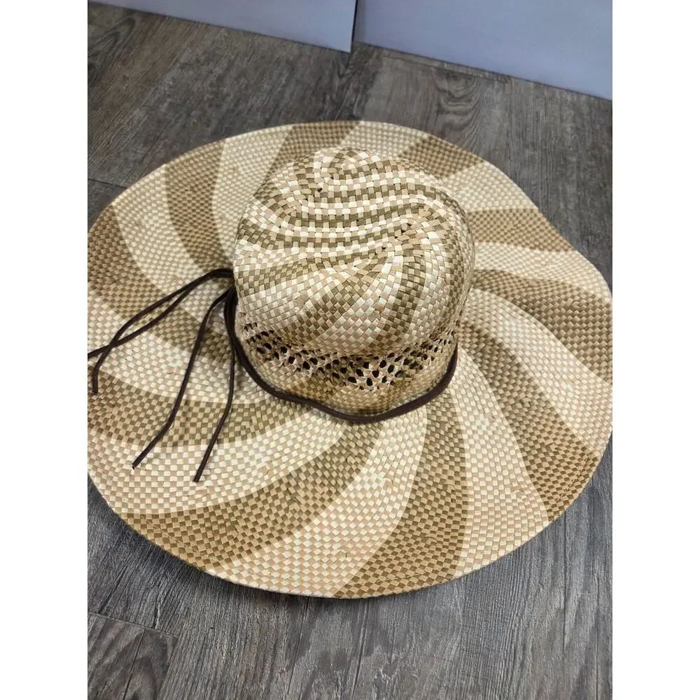 ROXY Beach Wear 100% Paper Straw Wide Brim Sun Hat Two-Tone Women's